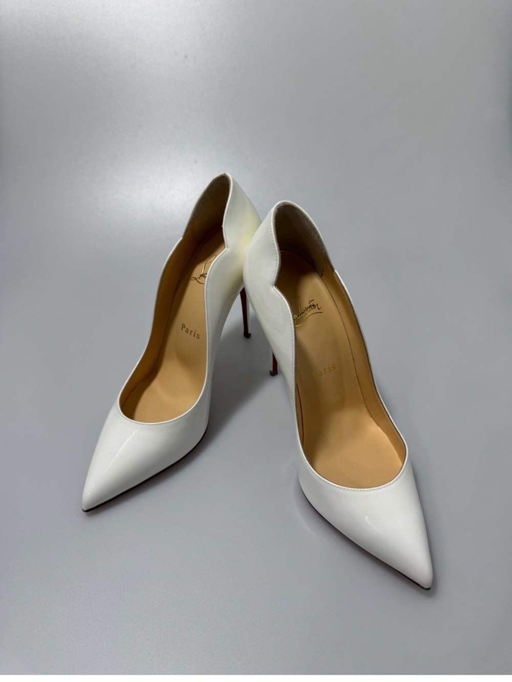 Christian Louboutin HOT CHICK White Patent Pointed-Toe Stilettos 100mm